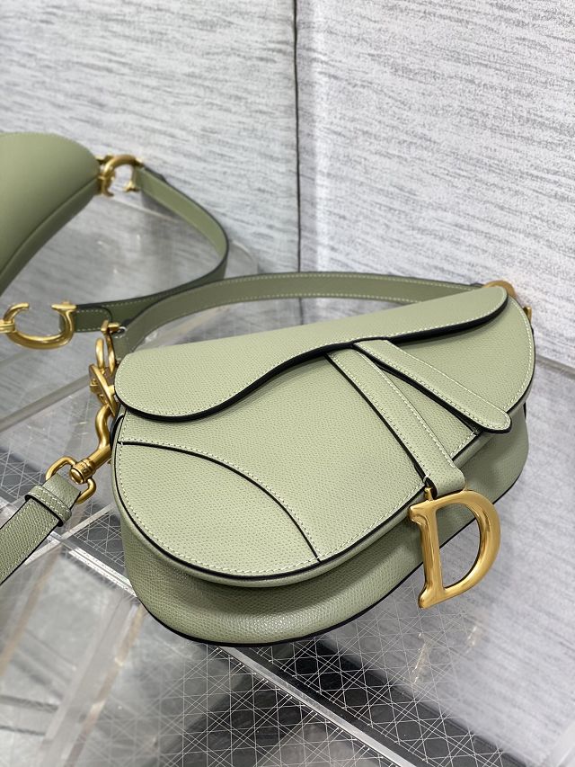 Dior original grained calfskin saddle bag M0455 cedar green