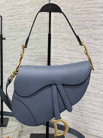 Dior original grained calfskin saddle bag M0455 denim blue