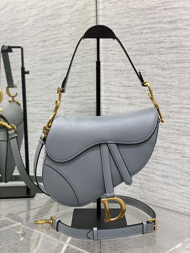 Dior original grained calfskin saddle bag M0455 light blue