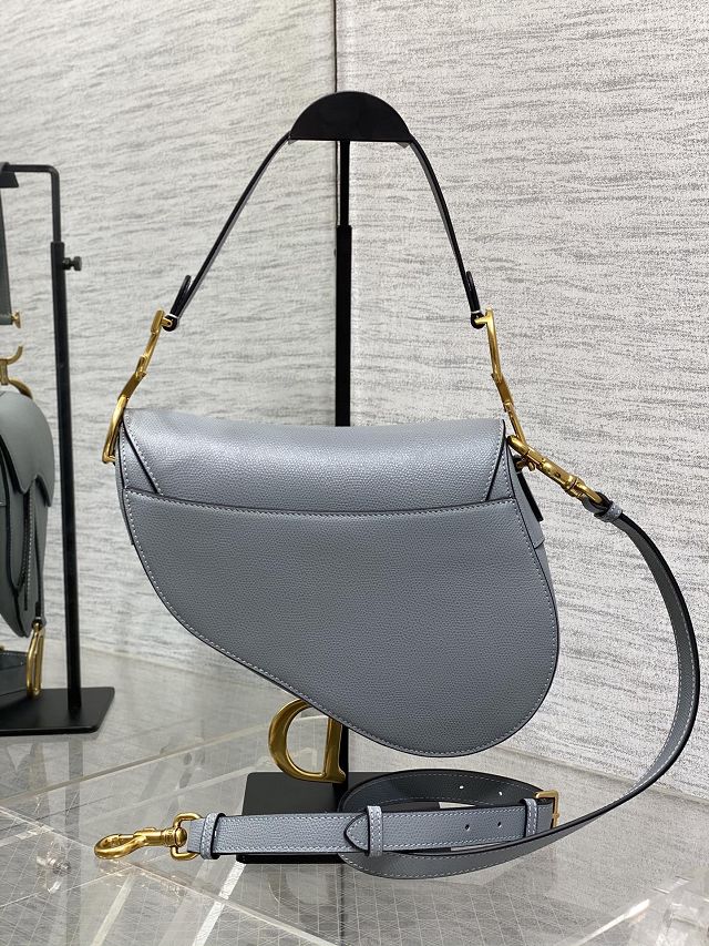 Dior original grained calfskin saddle bag M0455 light blue