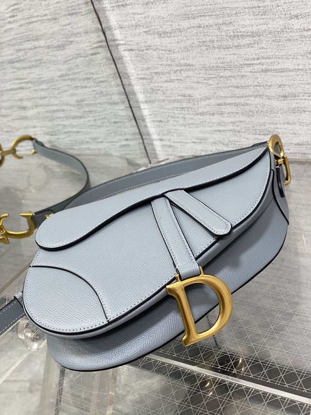 Dior original grained calfskin saddle bag M0455 light blue