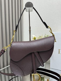 Dior original grained calfskin saddle bag M0455 plum 