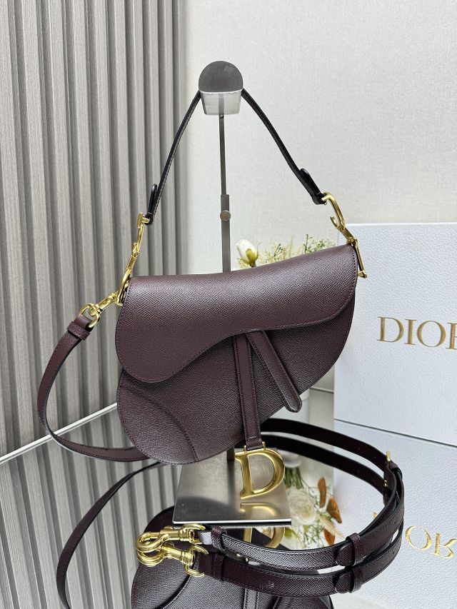 Dior original grained calfskin saddle bag M0455 plum 