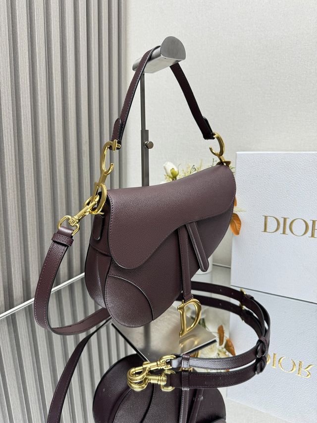 Dior original grained calfskin saddle bag M0455 plum 