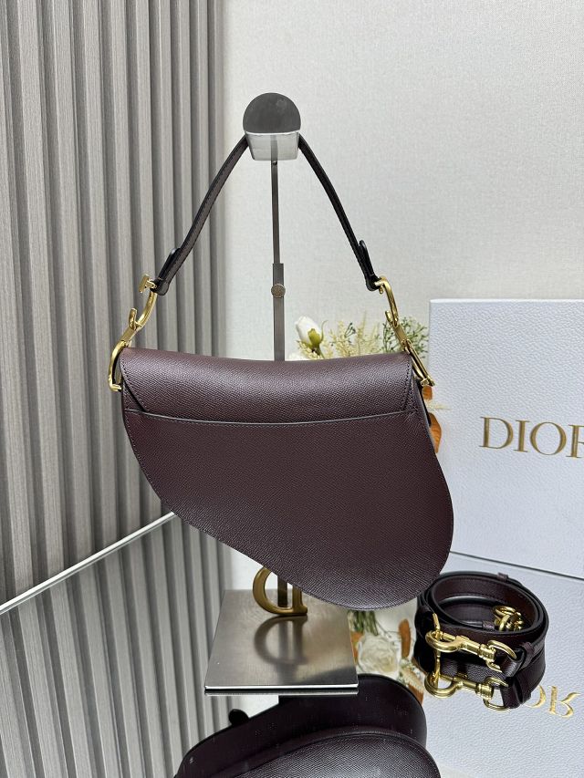 Dior original grained calfskin saddle bag M0455 plum 