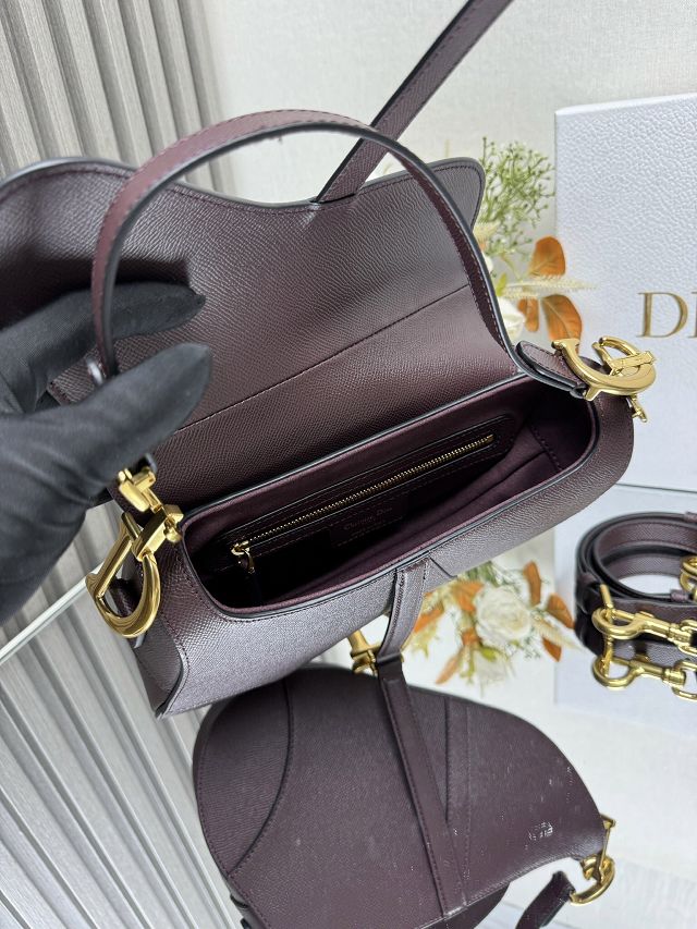 Dior original grained calfskin saddle bag M0455 plum 