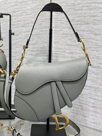 Dior original grained calfskin saddle bag M0455 stone grey