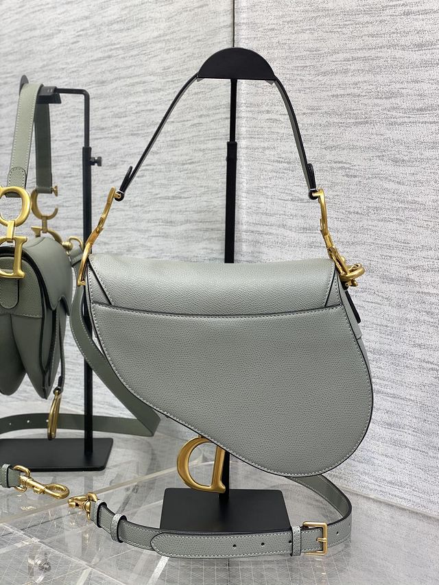 Dior original grained calfskin saddle bag M0455 stone grey