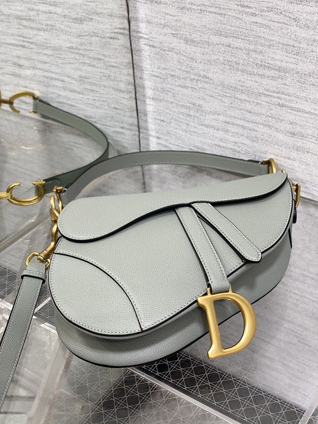 Dior original grained calfskin saddle bag M0455 stone grey