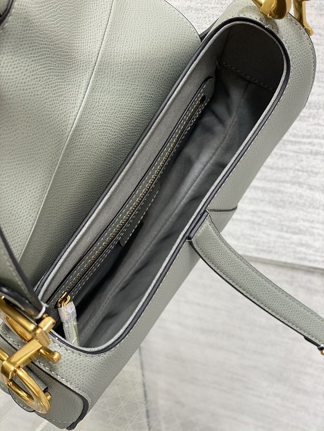 Dior original grained calfskin saddle bag M0455 stone grey