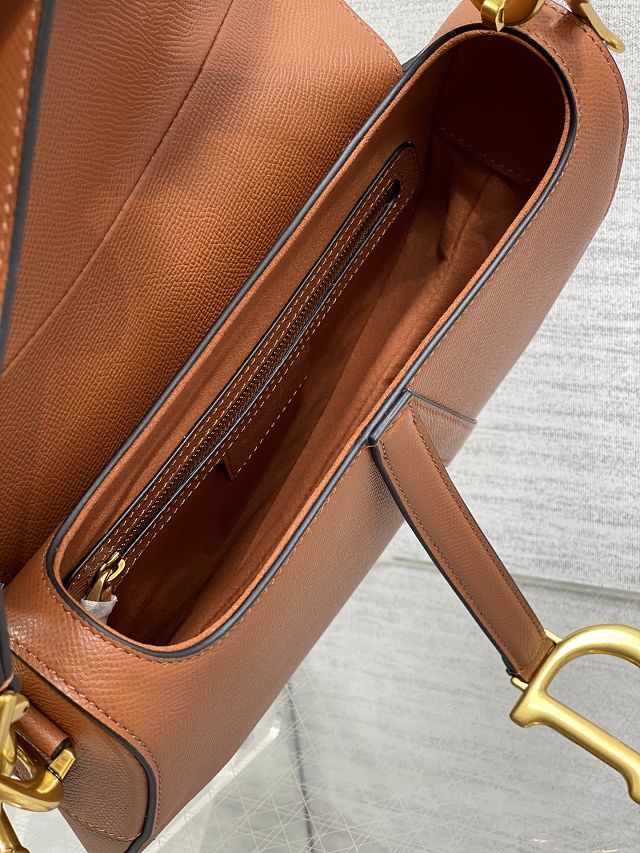 Dior original grained calfskin saddle bag M0455 tan