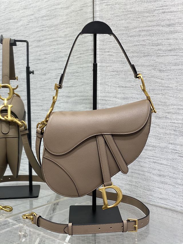 Dior original grained calfskin saddle bag M0455 warm taupe