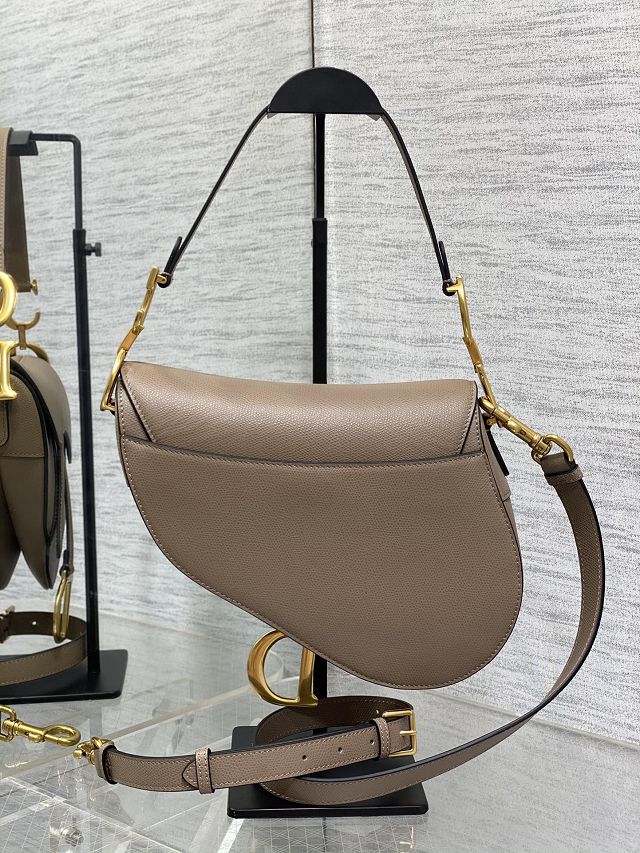 Dior original grained calfskin saddle bag M0455 warm taupe