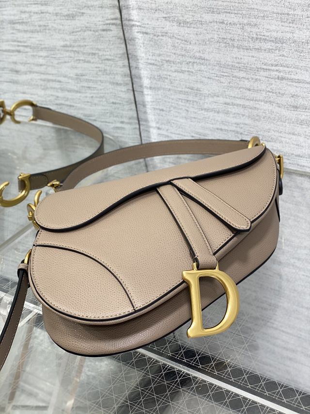 Dior original grained calfskin saddle bag M0455 warm taupe