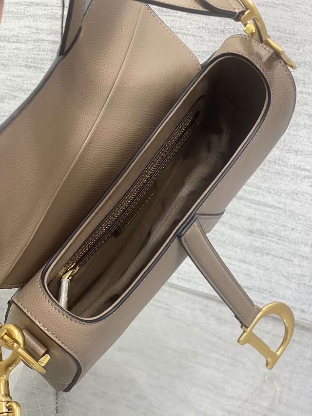 Dior original grained calfskin saddle bag M0455 warm taupe