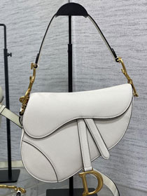 Dior original grained calfskin saddle bag M0455 white