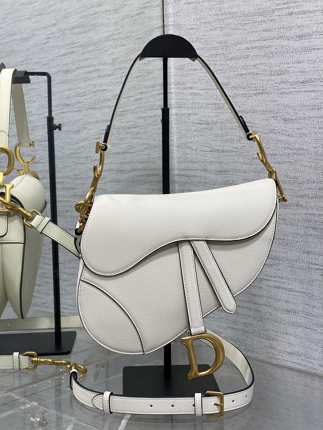 Dior original grained calfskin saddle bag M0455 white