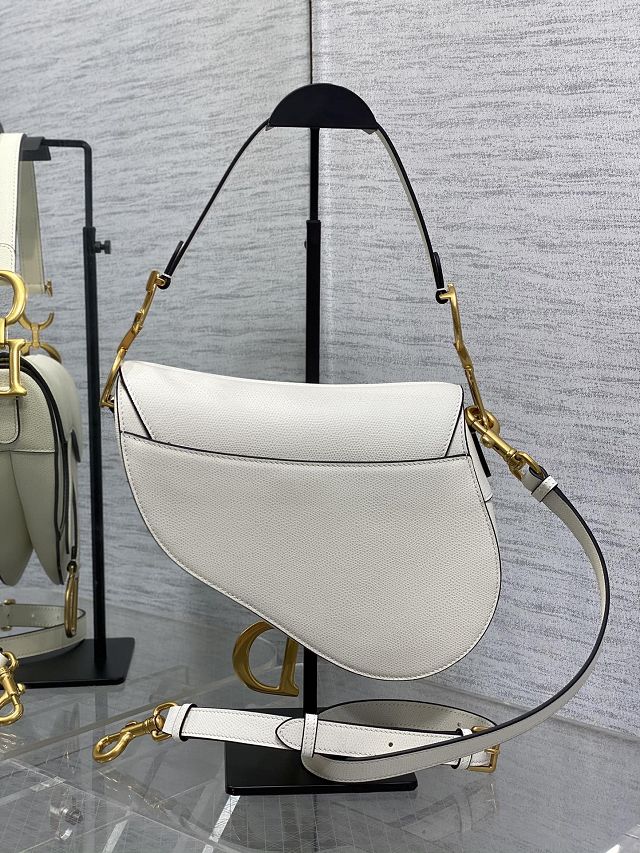 Dior original grained calfskin saddle bag M0455 white