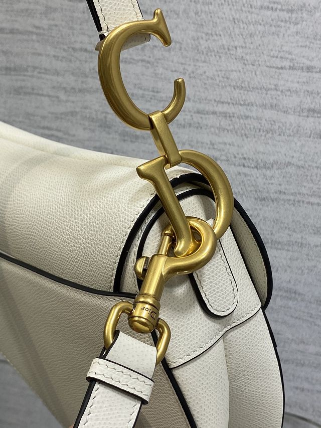 Dior original grained calfskin saddle bag M0455 white