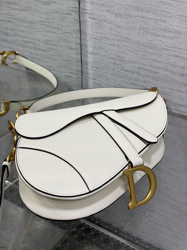 Dior original grained calfskin saddle bag M0455 white