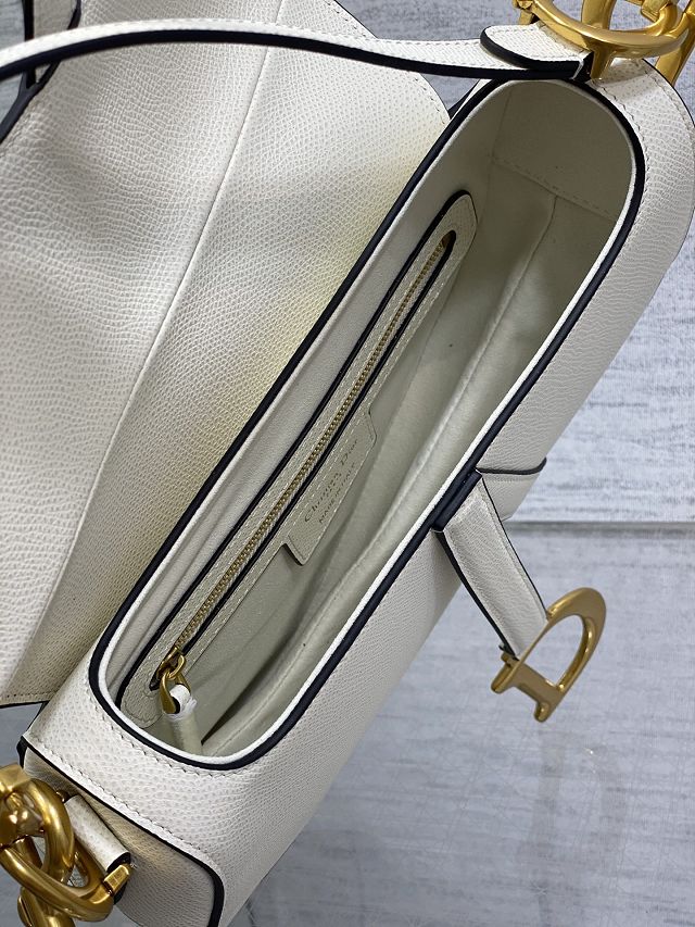 Dior original grained calfskin saddle bag M0455 white