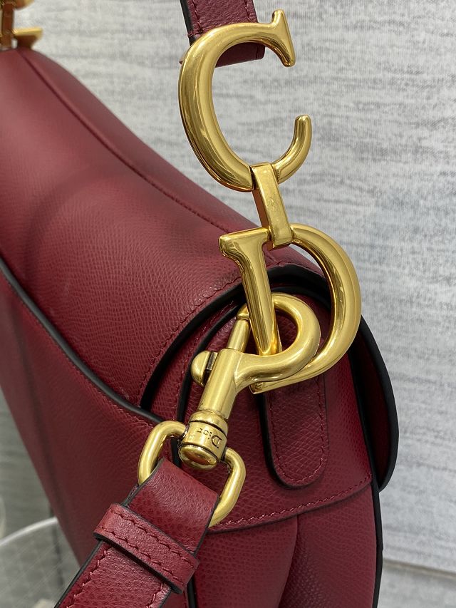 Dior original grained calfskin saddle bag M0455 wine