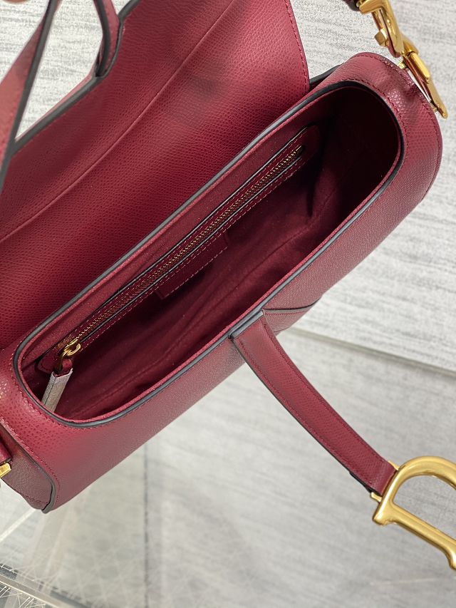 Dior original grained calfskin saddle bag M0455 wine