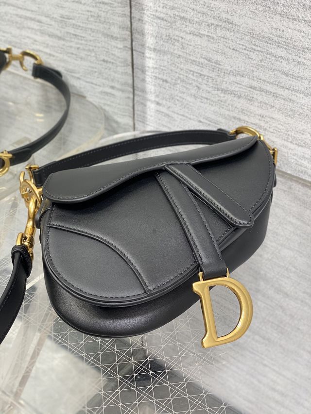 Dior original smooth calfskin mini saddle bag M0456 black