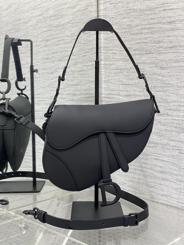 Dior original smooth calfskin saddle bag M0455 allblack