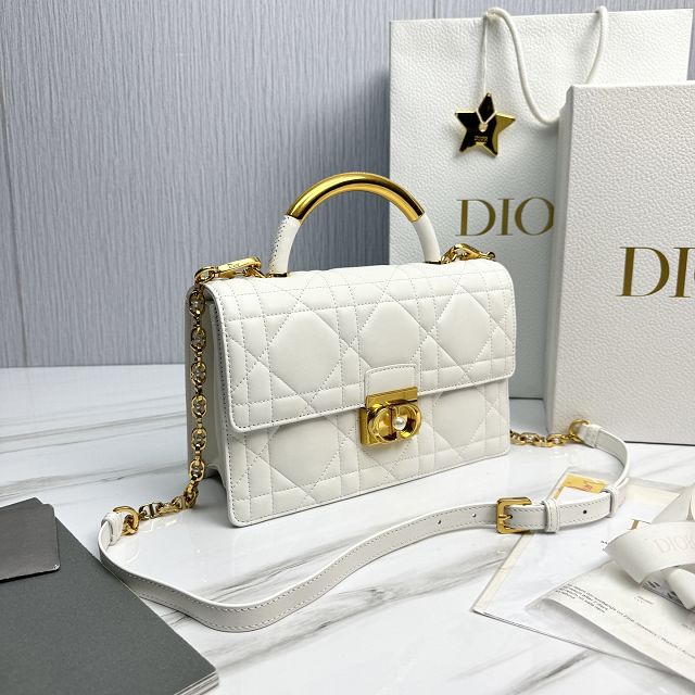 Dior original calfskin ange top handle bag M4402 white