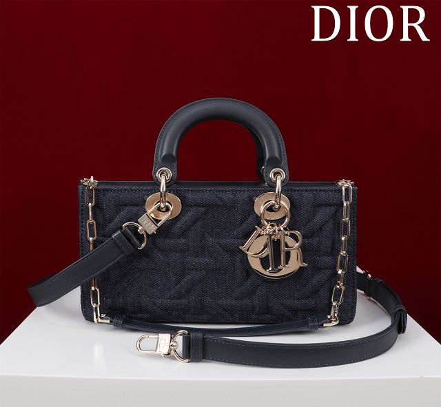 Dior original denim medium lady D-Joy bag M0540 blue