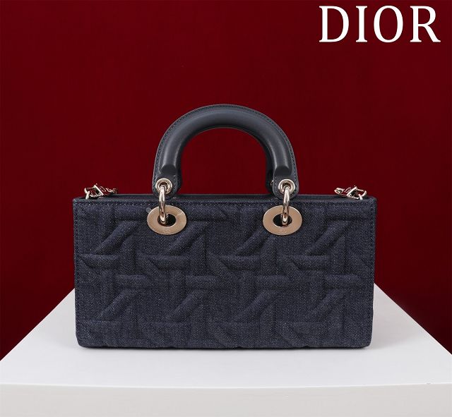 Dior original denim medium lady D-Joy bag M0540 blue