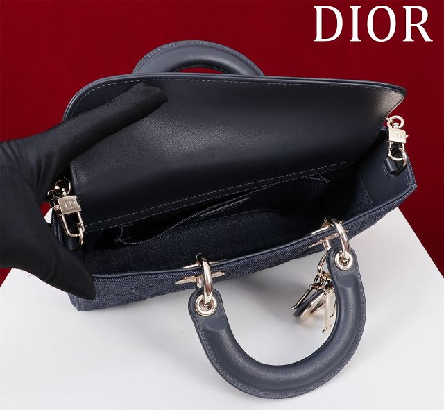 Dior original denim medium lady D-Joy bag M0540 blue