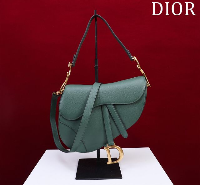 Dior original grained calfskin saddle bag M0455 green