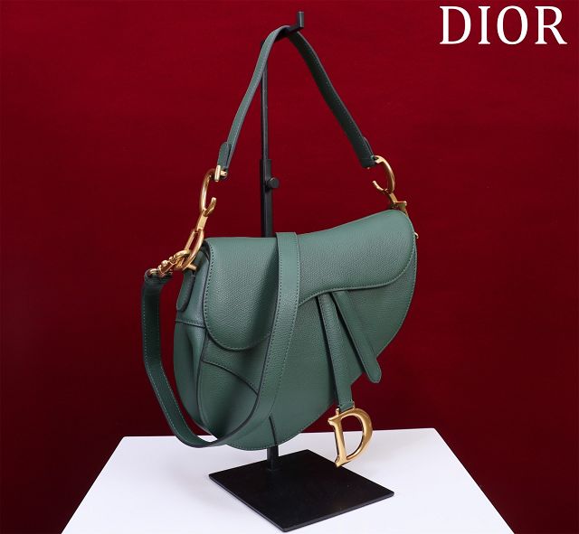 Dior original grained calfskin saddle bag M0455 green