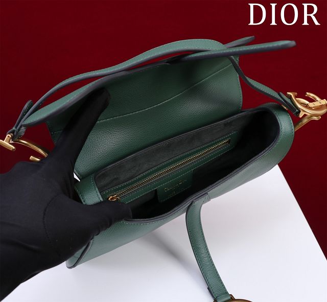 Dior original grained calfskin saddle bag M0455 green