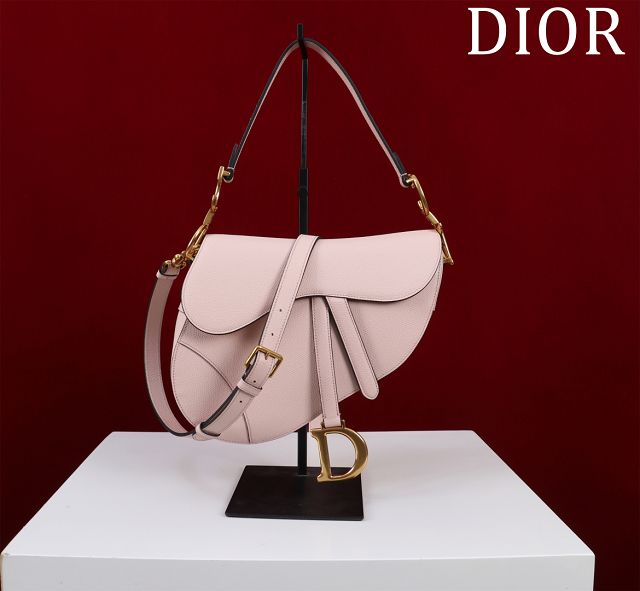 Dior original grained calfskin saddle bag M0455 light pink