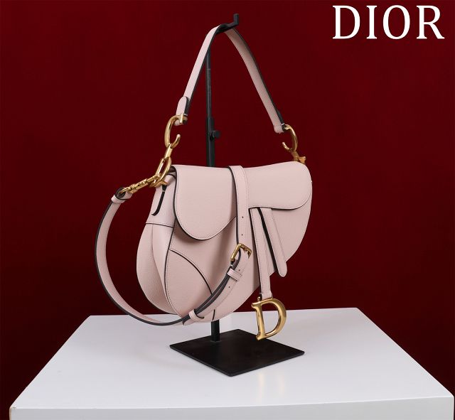 Dior original grained calfskin saddle bag M0455 light pink