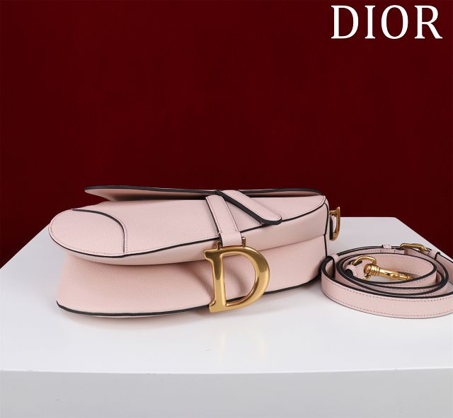 Dior original grained calfskin saddle bag M0455 light pink