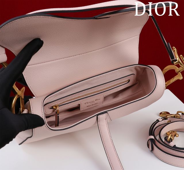 Dior original grained calfskin saddle bag M0455 light pink