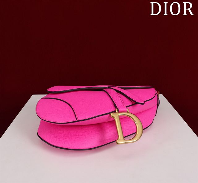 Dior original grained calfskin saddle bag M0455 rose red