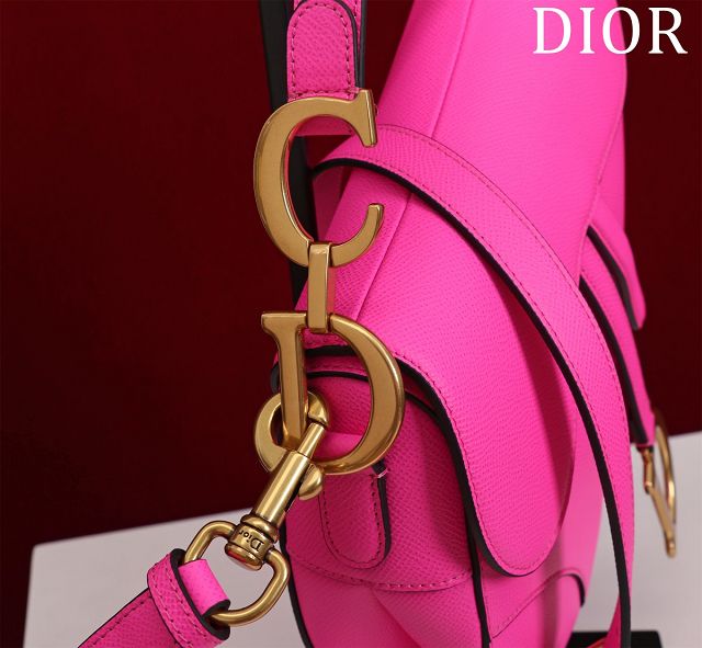 Dior original grained calfskin saddle bag M0455 rose red