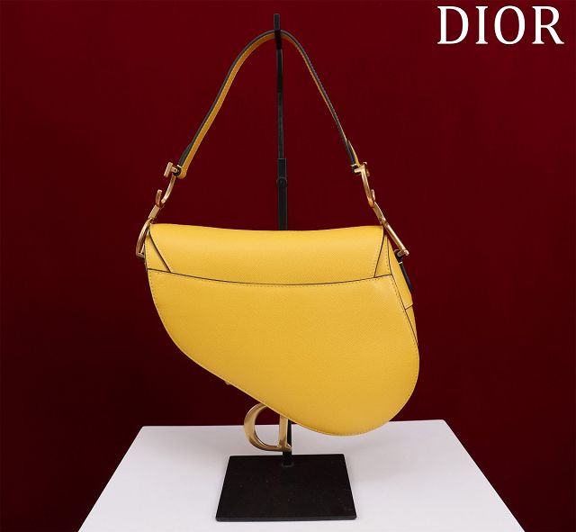 Dior original grained calfskin saddle bag M0455 yellow