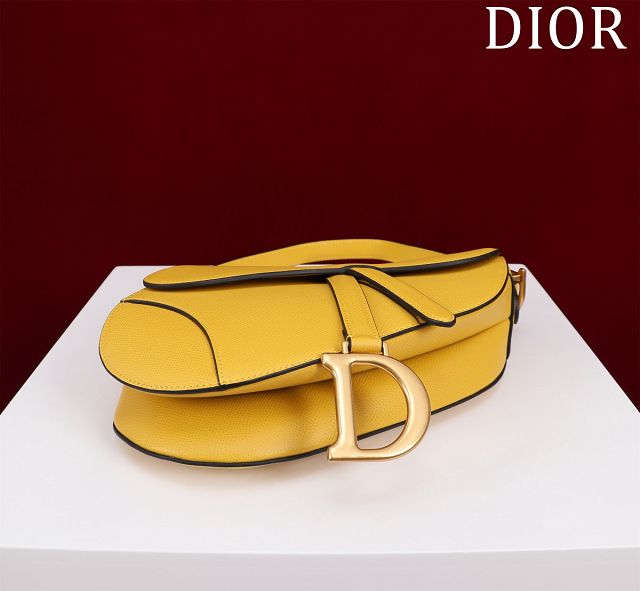 Dior original grained calfskin saddle bag M0455 yellow