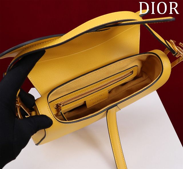 Dior original grained calfskin saddle bag M0455 yellow