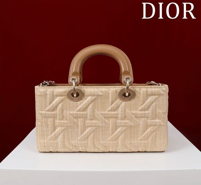 Dior original raffia medium lady D-Joy bag M0540 apricot