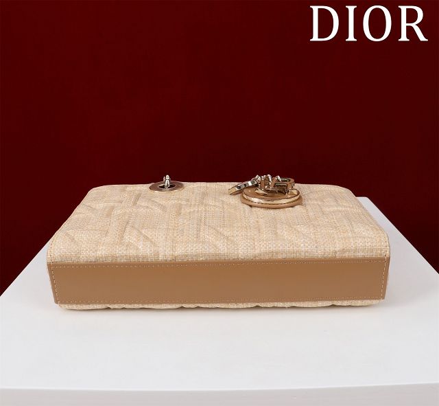 Dior original raffia medium lady D-Joy bag M0540 apricot