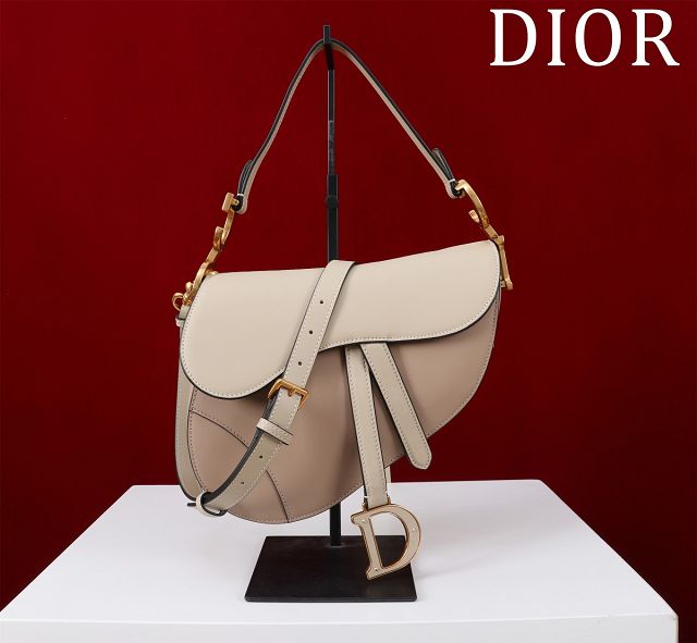 Dior original smooth calfskin saddle bag M0455 beige&apricot