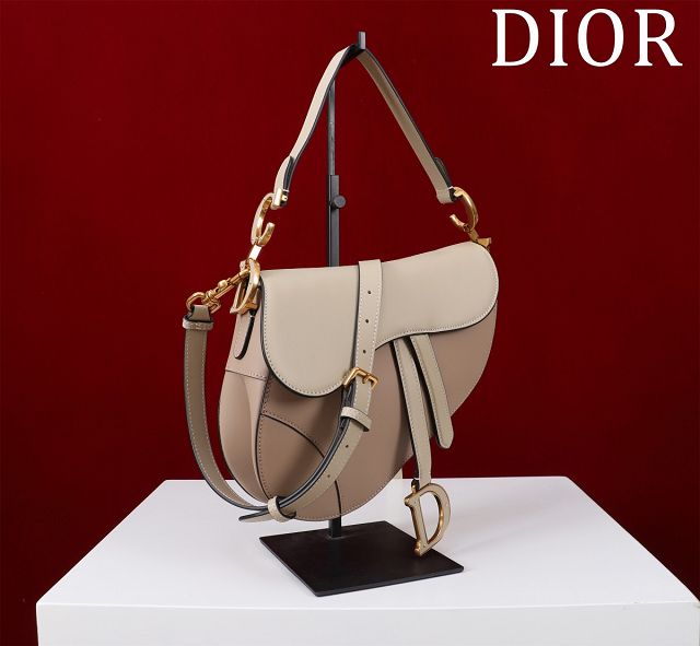 Dior original smooth calfskin saddle bag M0455 beige&apricot