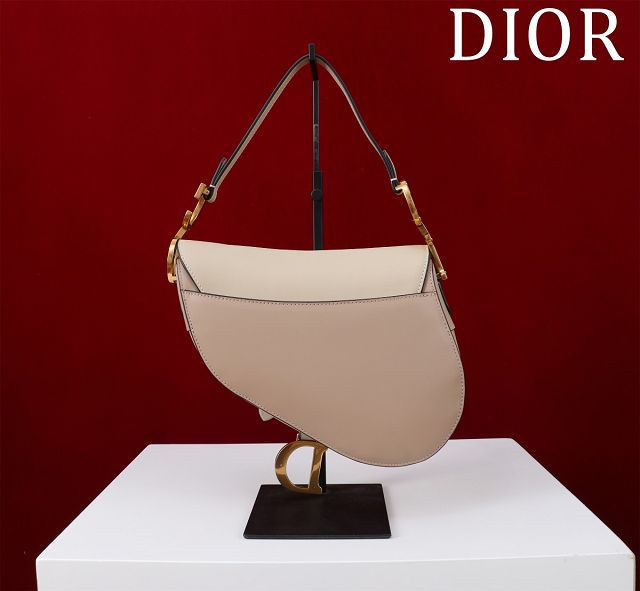 Dior original smooth calfskin saddle bag M0455 beige&apricot